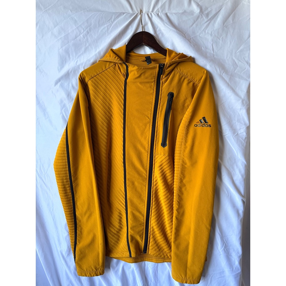 Adidas ZNE Hybrid Primeknit Hoodie Mens Medium Yellow Double Zip Jacket